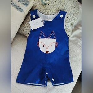 Nwts The Proper Peony Blue Fox Romper Size 12 Mo